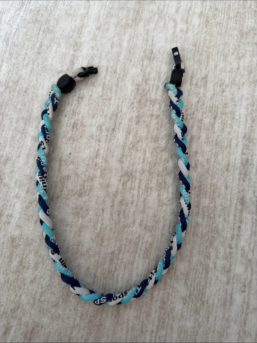 Kids Braided Sunglass/Mask Strap in Teal, Navy & White